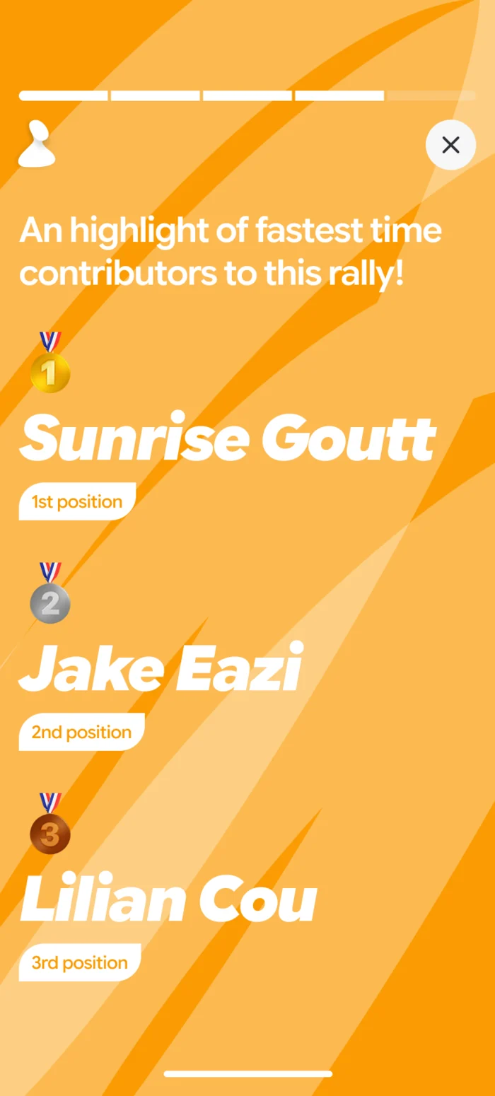 A colourful Rally leaderboard